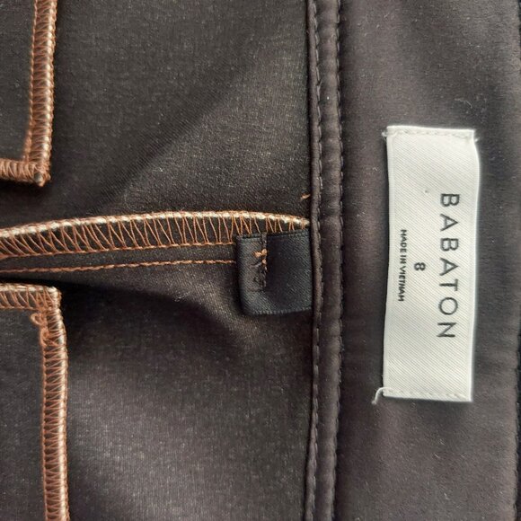 BABATON Brown Faux Leather Trousers 8 Caramel Sharp Polished Business Tailored - Picture 6 of 11